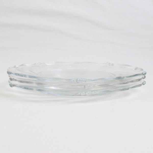 Lot Of 3 Heisey Waverly Pattern Clear Glass Luncheon Plate 8.75" Diameter