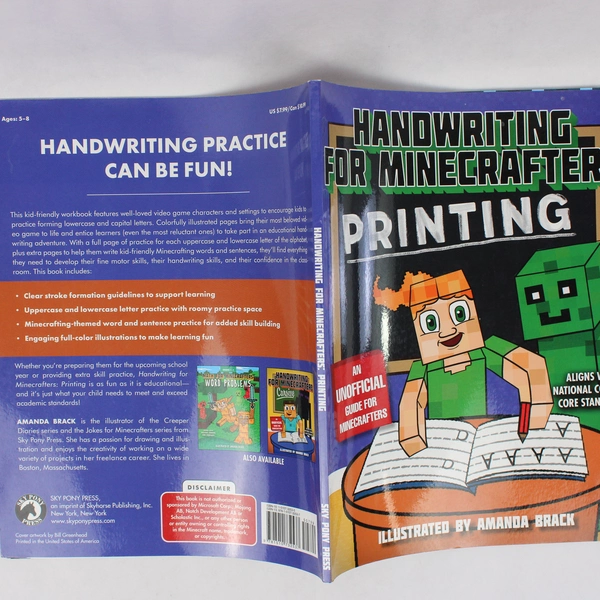 Handwriting for Minecrafters Printing 2018 PB Follows Common Core Standards