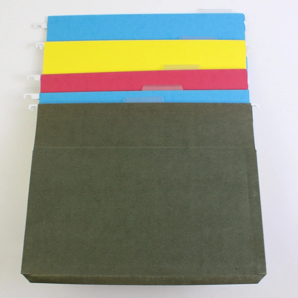 Lot of 6 Letter Size Expandable Hanging File Folders With Tabs Mixed Colors