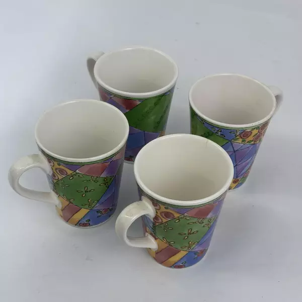 Set of 4 Sango Sue Zipkin The Sweet Shoppe Coffee Mugs Lemon Meringue 3023