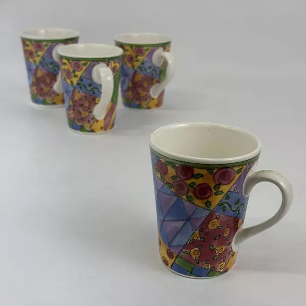 Set of 4 Sango Sue Zipkin The Sweet Shoppe Coffee Mugs Lemon Meringue 3023