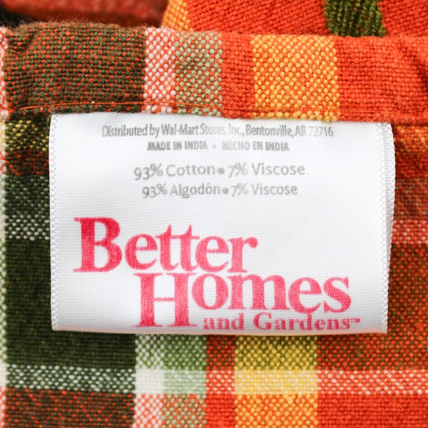 Wal-Mart Better Homes & Gardens Table Cloth Orange/Green Plaid 56" x 73.5"