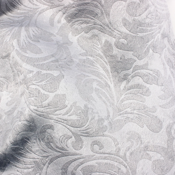 Lot Of 2 Matching Michael O'Neil Grommet Curtains Gray Leaf Patterned 38" x 85"