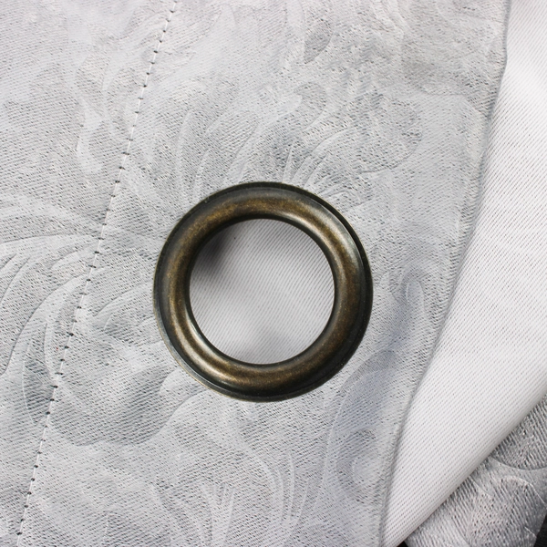 Lot Of 2 Matching Michael O'Neil Grommet Curtains Gray Leaf Patterned 38" x 85"