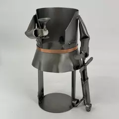 Metal Golf Themed Wine Bottle Holder Caddy Hand-crafted Barware 9"Tall