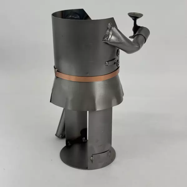 Metal Golf Themed Wine Bottle Holder Caddy Hand-crafted Barware 9"Tall