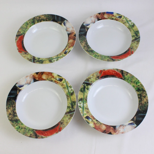 Lot Of 4 Sakura Genuine Porcelain Renoir Pattern Large Rim Soup Bowls