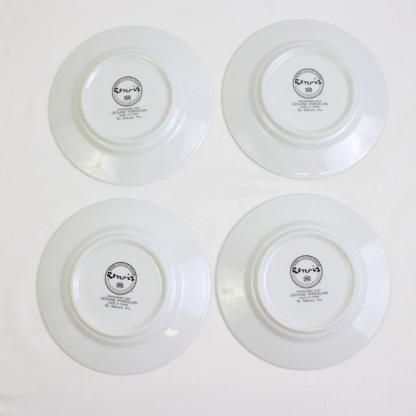 Lot Of 4 Sakura Genuine Porcelain Renoir Pattern Flat Cup Saucers 6.25" Diameter