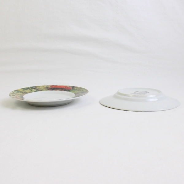 Lot Of 4 Sakura Genuine Porcelain Renoir Pattern Flat Cup Saucers 6.25" Diameter