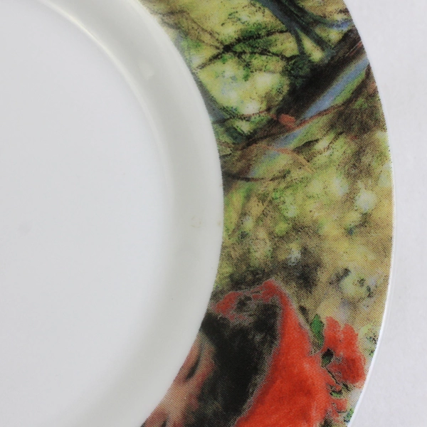 Lot Of 4 Sakura Genuine Porcelain Renoir Pattern Flat Cup Saucers 6.25" Diameter