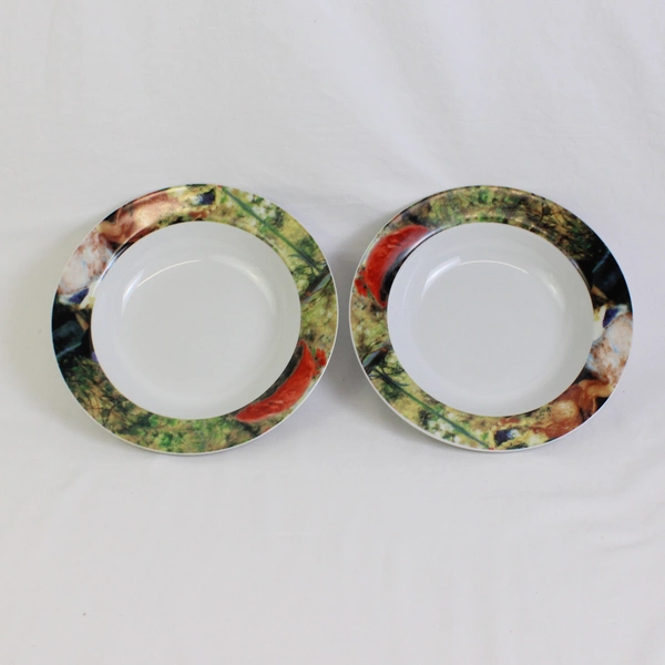 Lot Of 2 Sakura Genuine Porcelain Renoir Pattern Large Rim Soup Bowls