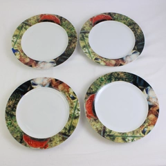 Lot Of 4 Sakura Genuine Porcelain Renoir Pattern Dinner Plates 10.75" Diameter