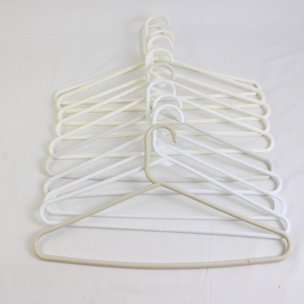 Lot of 10 Unbranded Clothes Hangars With Hooks in White Plastic Tubular