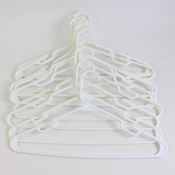Lot of 10 Unbranded Standard Size White Tubular Hooked Hangers