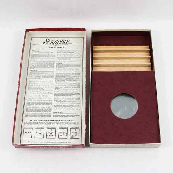 Vintage 1989 Milton Bradley Scrabble Crossword Tile Game Complete