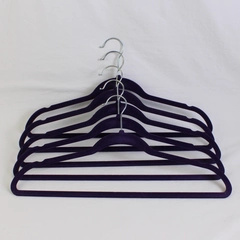 Lot of 5 Unbranded Purple Velvet No Slip Clothes Hangers With Metal Hooks