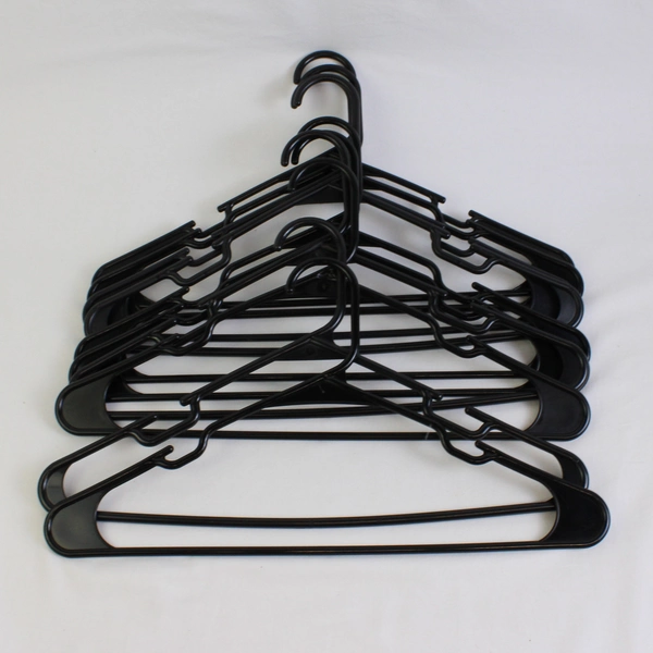 Lot of 10 Black Unbranded Tubular Plastic Hangers with Hooks