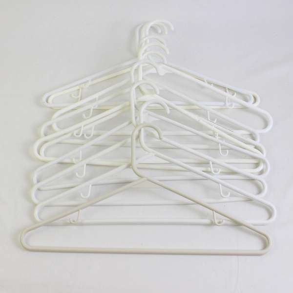 Lot of 10 Off-White Tubular Clothes Hangers Plastic With Hooks