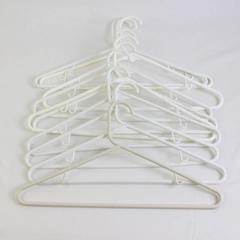 Lot of 10 Off-White Tubular Clothes Hangers Plastic With Hooks
