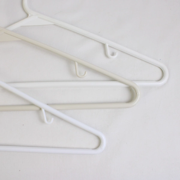 Lot of 10 Off-White Tubular Clothes Hangers Plastic With Hooks