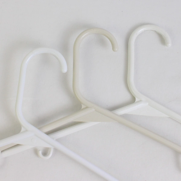 Lot of 10 Off-White Tubular Clothes Hangers Plastic With Hooks