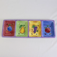 Sango Sangria By Sue Ziplin Ceramic Pattern 4-Part Relish Dish 18" x 6.25"