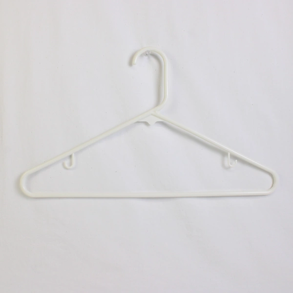 Lot of 10 White Tubular Standard Size Plastic Hangers w/ Hooks