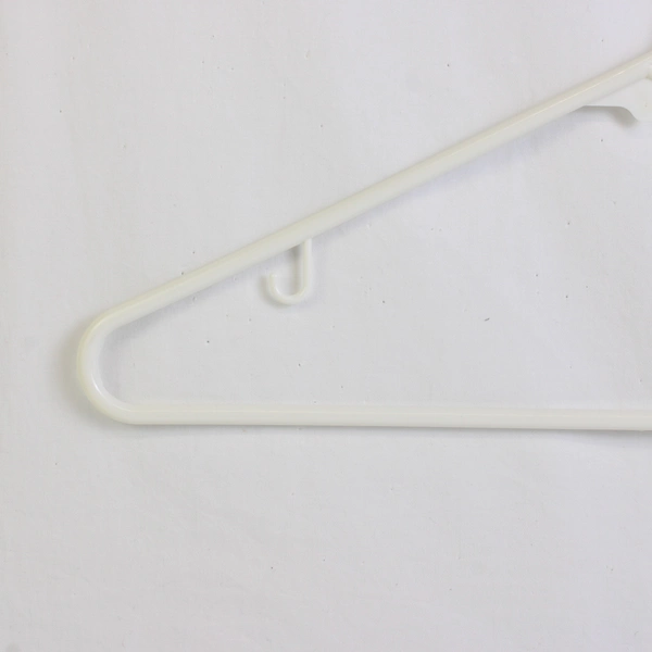 Lot of 10 White Tubular Standard Size Plastic Hangers w/ Hooks
