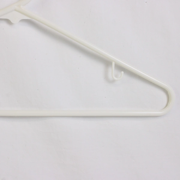 Lot of 10 White Tubular Standard Size Plastic Hangers w/ Hooks