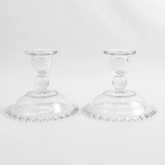 Lot Of 2 Imperial Glass-Ohio Candlewick Pattern Clear Glass Candle Holders