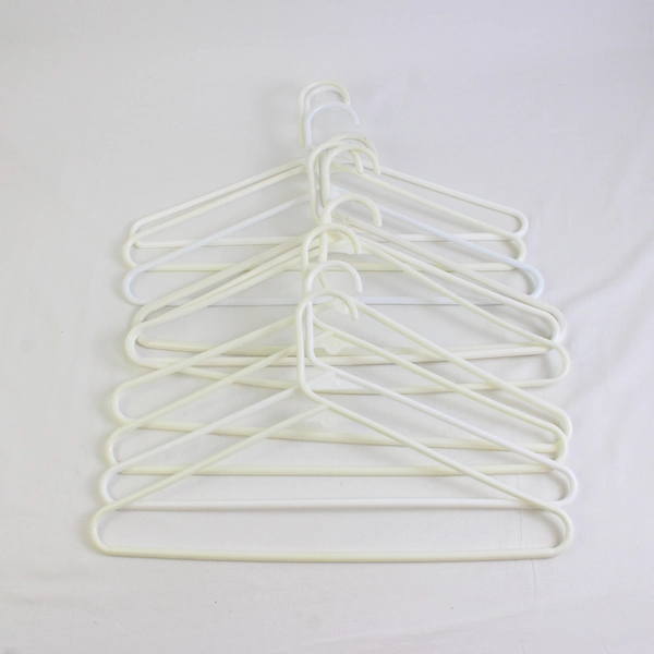 Lot of 10 Off-White Various Tubular Plastic Clothes Hangers With Hooks