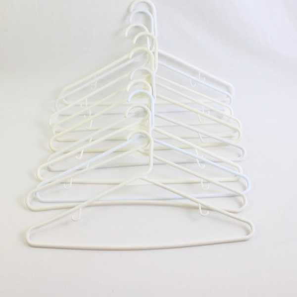 Lot of 10 Various Tubular Off-White Hangers Plastic With Hooks White and Tan
