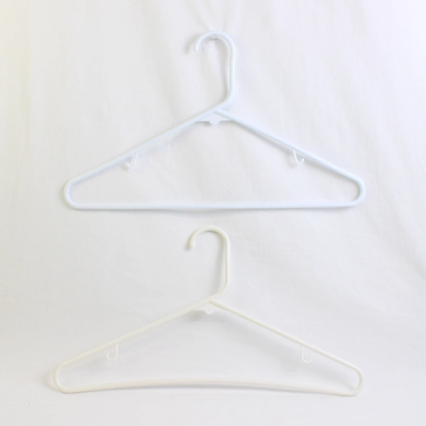 Lot of 10 Various Tubular Off-White Hangers Plastic With Hooks White and Tan