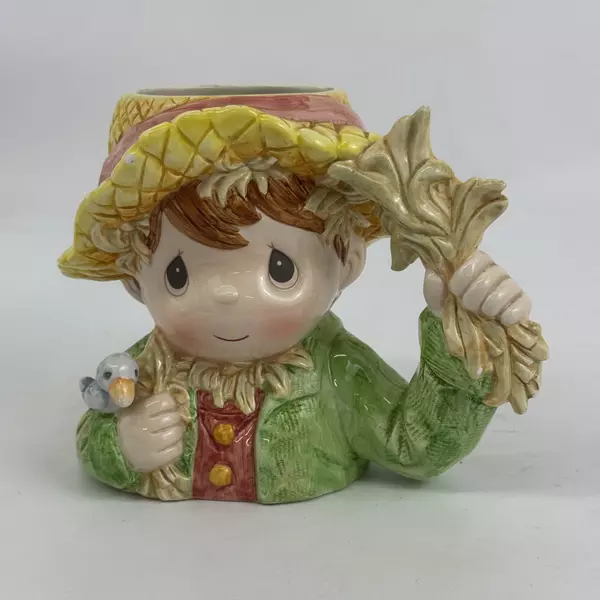 1999 Enesco Precious Moments Embossed Country Boy With A Blue Bird Mug