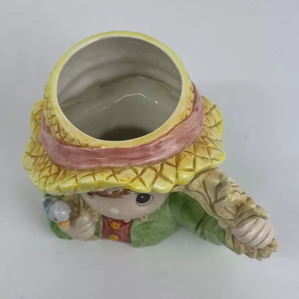 1999 Enesco Precious Moments Embossed Country Boy With A Blue Bird Mug