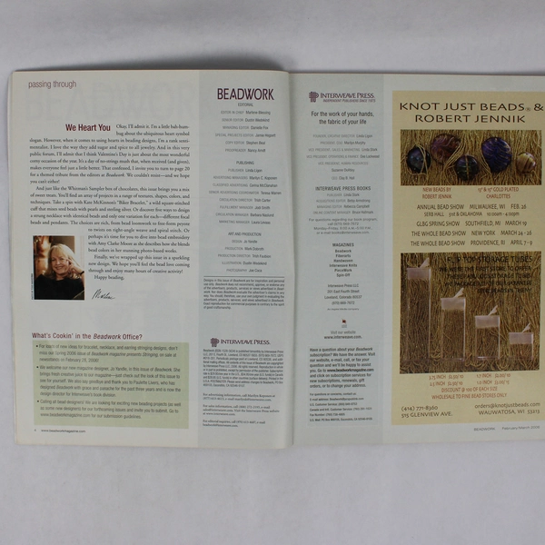 Beadwork Magazine February March 2006 Featuring Techniques Galore