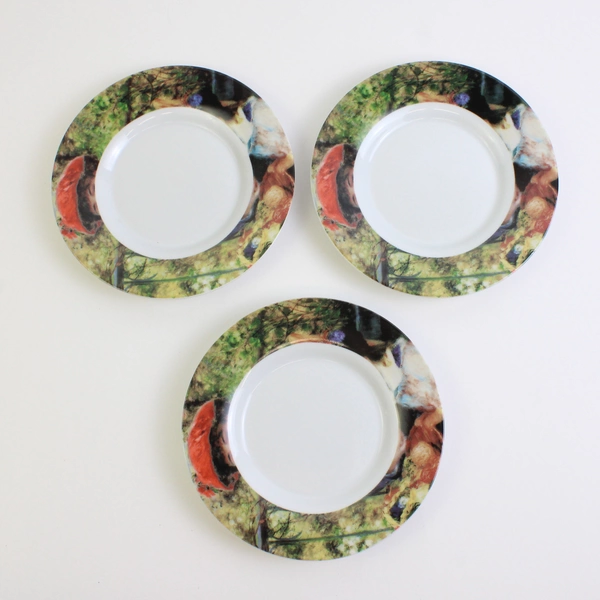 Lot Of 3 Sakura Genuine Porcelain Renoir Pattern Flat Cup Saucers 6.25" Diameter