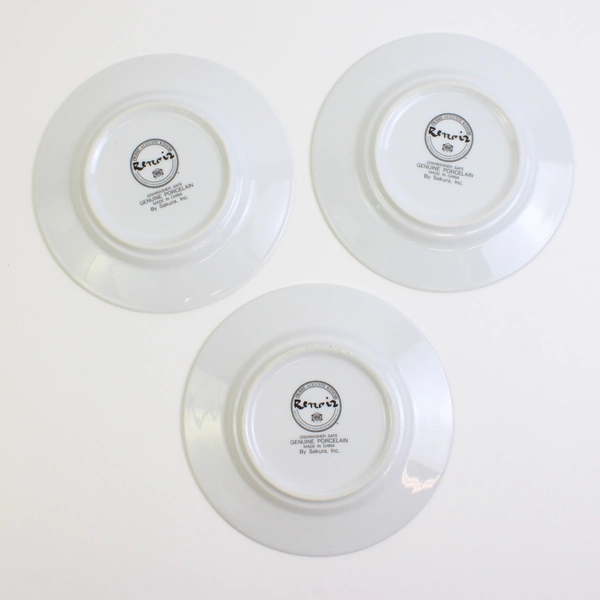 Lot Of 3 Sakura Genuine Porcelain Renoir Pattern Flat Cup Saucers 6.25" Diameter