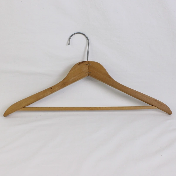 Lot of 5 Wooden Clothes Hangers Coat Hangers With Pants Bar and Metal Hook