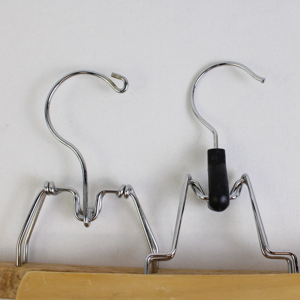 Lot of 5 Various Vintage Wooden Spring Clamp Pants Hangers with Metal Hooks