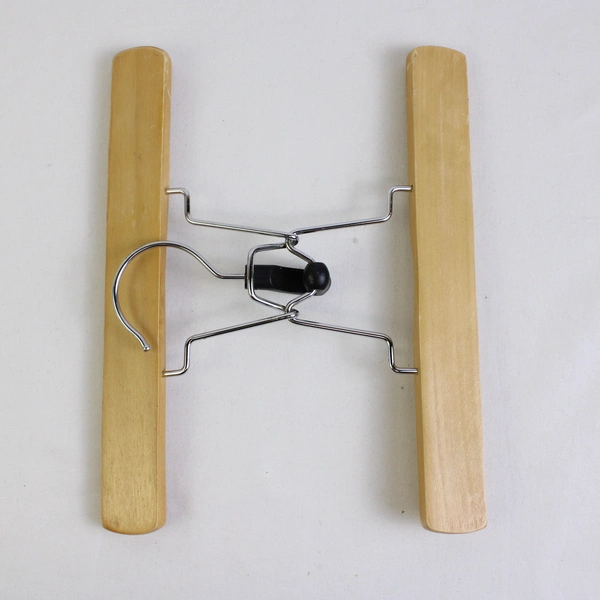 Lot of 5 Various Vintage Wooden Spring Clamp Pants Hangers with Metal Hooks