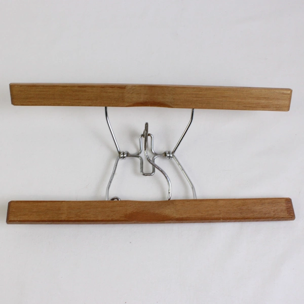 Lot of 5 Various Vintage Wooden Spring Clamp Pants Hangers with Metal Hooks