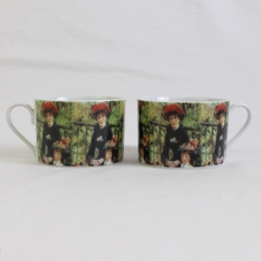 Lot Of 2 Sakura Genuine Porcelain Renoir Pattern Flat Cups 2.5" Tall