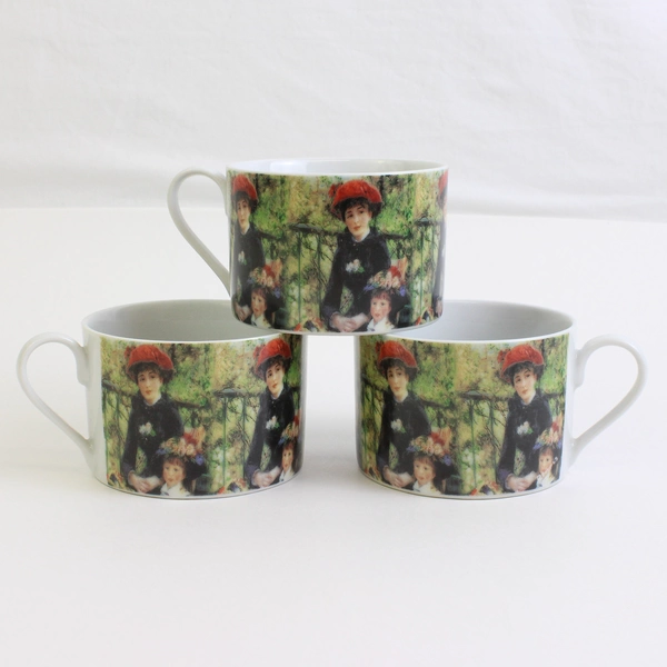 Lot Of 3 Sakura Genuine Porcelain Renoir Pattern Flat Cups 2.5" Tall