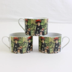 Lot Of 3 Sakura Genuine Porcelain Renoir Pattern Flat Cups 2.5" Tall