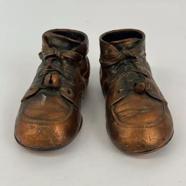 Vintage Bronze Dipped Baby Shoes With Bells