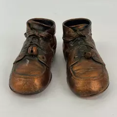 Vintage Bronze Dipped Baby Shoes With Bells