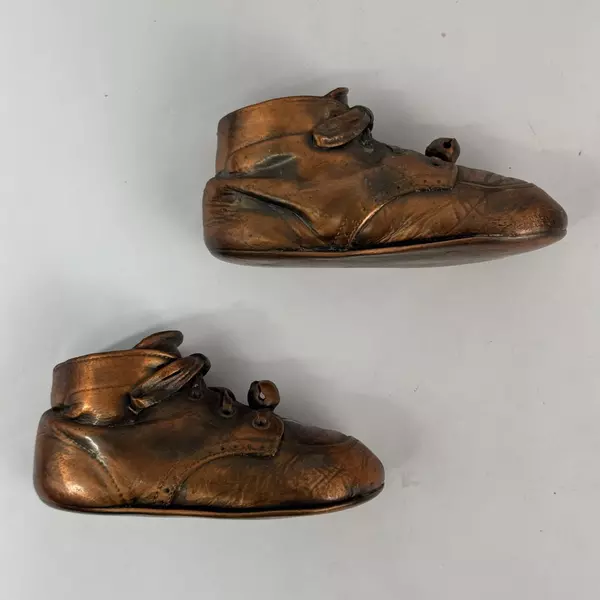 Vintage Bronze Dipped Baby Shoes With Bells