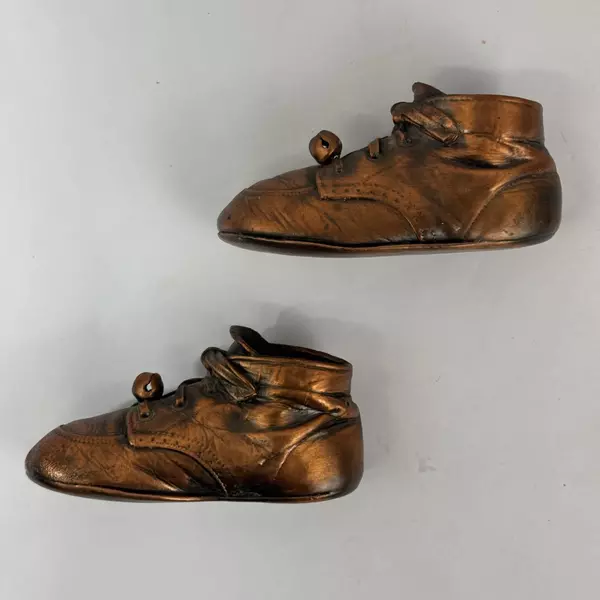 Vintage Bronze Dipped Baby Shoes With Bells