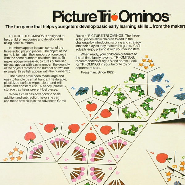 Vintage 1980 Pressman Picture Tri-Ominos Missing Instructions